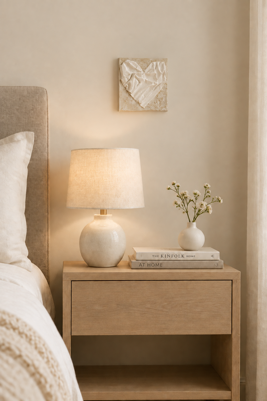 Bianco Terra AFFETTO No. 01 textile heart wall art featuring draped fabric, plaster, and resin in alabaster and nude.