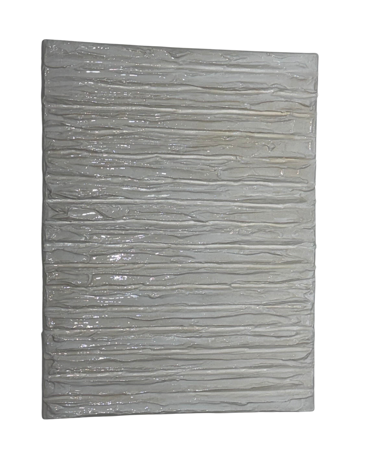 Bianco Terra CREMA INTONACO vertical canvas art with sculptural horizontal ridges in a matte cream plaster finish.