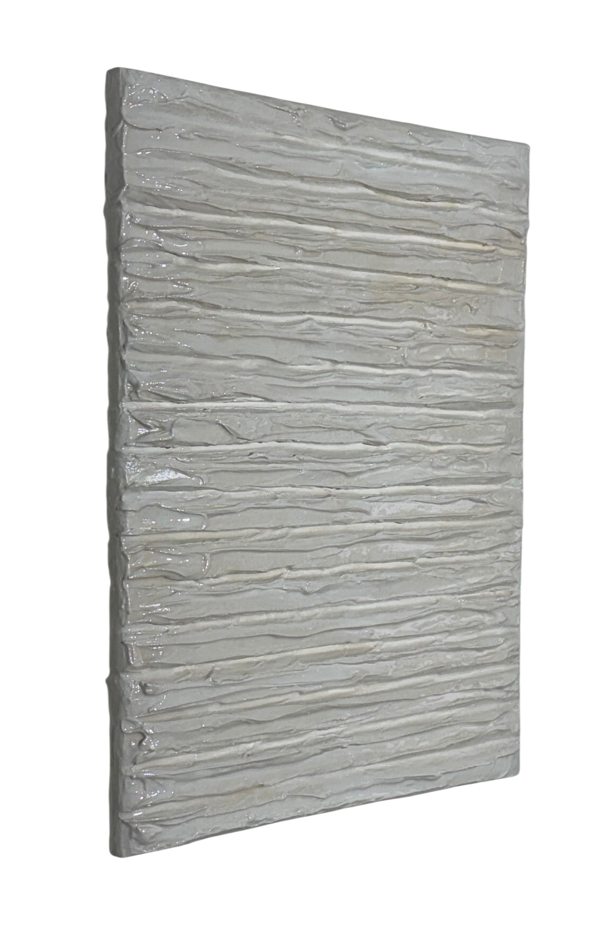 Bianco Terra CREMA INTONACO vertical wall art with sculptural cream plaster ridges and a matte alabaster finish.