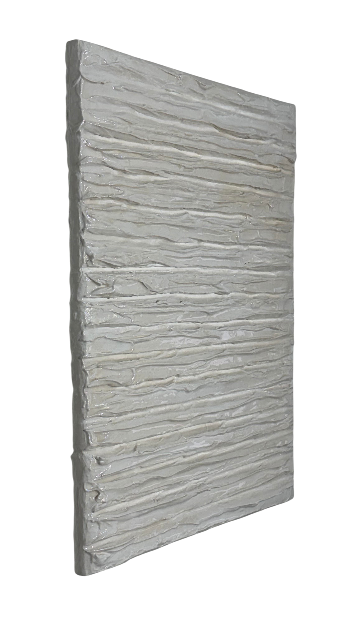 Bianco Terra CREMA INTONACO sculptural wall art featuring horizontal plaster ridges in a matte alabaster cream finish.