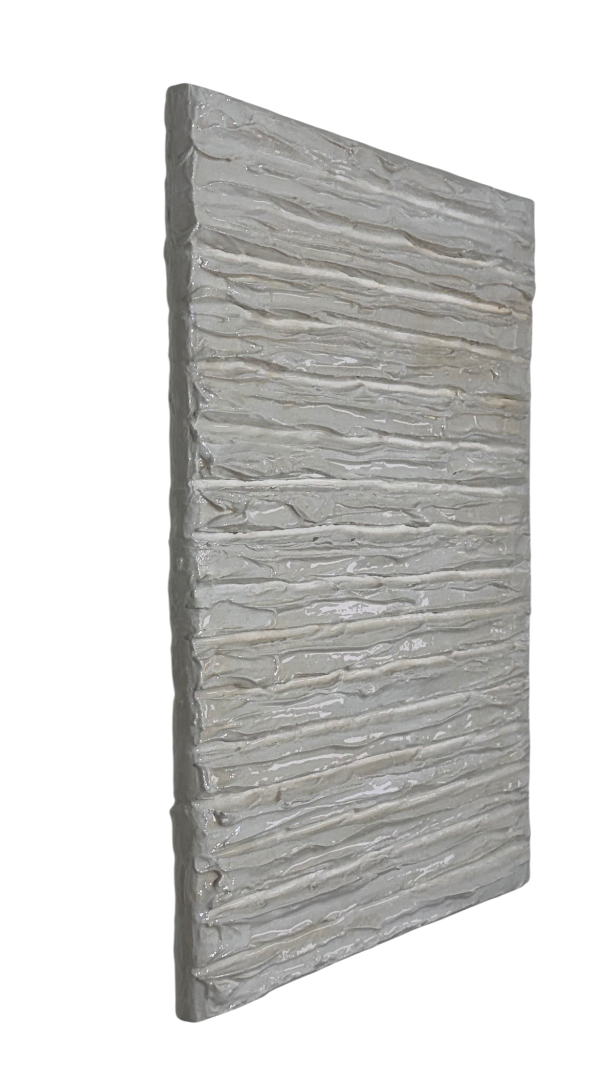 Bianco Terra CREMA INTONACO sculptural wall art featuring horizontal ridges in a matte alabaster and cream finish.
