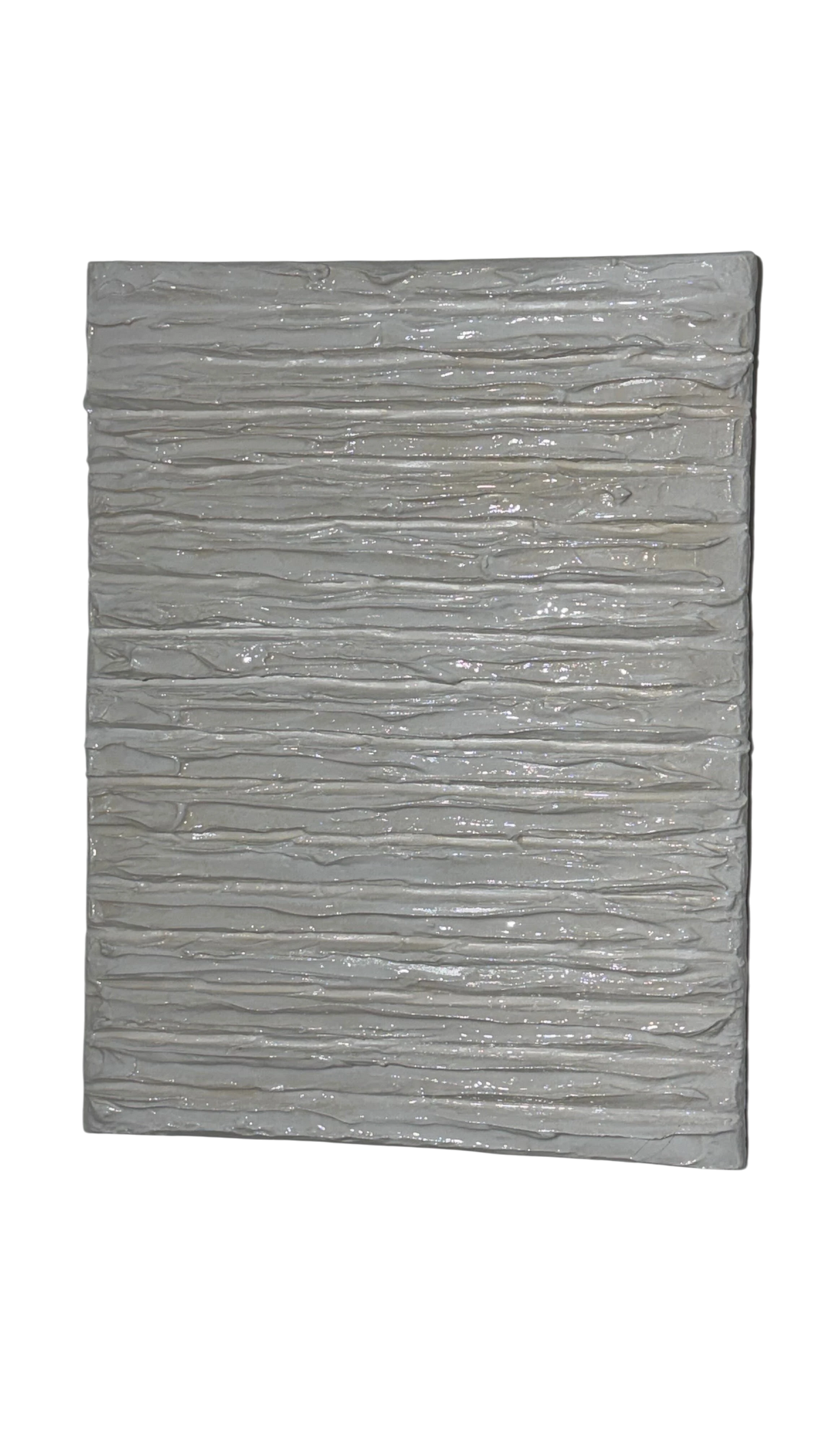 Bianco Terra Crema Intonaco vertical canvas with hand-sculpted horizontal ridges in a matte alabaster cream finish.