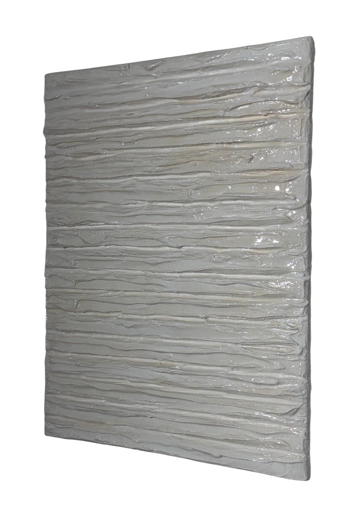 Bianco Terra Crema Intonaco vertical canvas with hand-sculpted horizontal ridges in a matte alabaster cream finish.