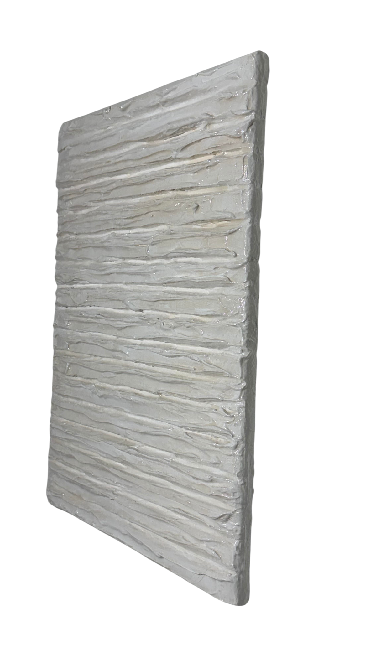 Bianco Terra CREMA INTONACO sculptural wall art with horizontal ridges in a matte alabaster and cream plaster finish.
