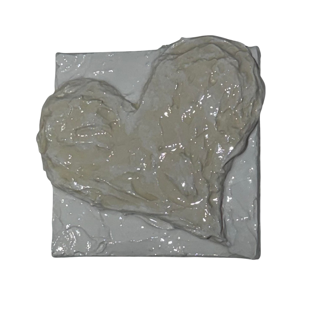 Bianco Terra CUORE MINI No. 03 3D heart sculpture in alabaster and chalk white plaster with a high-gloss resin finish.