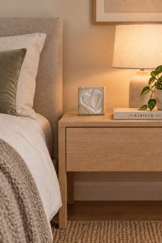 Bianco Terra CECO MINI square sculptural canvas with a matte bubble background and a glossy heart-shaped center.