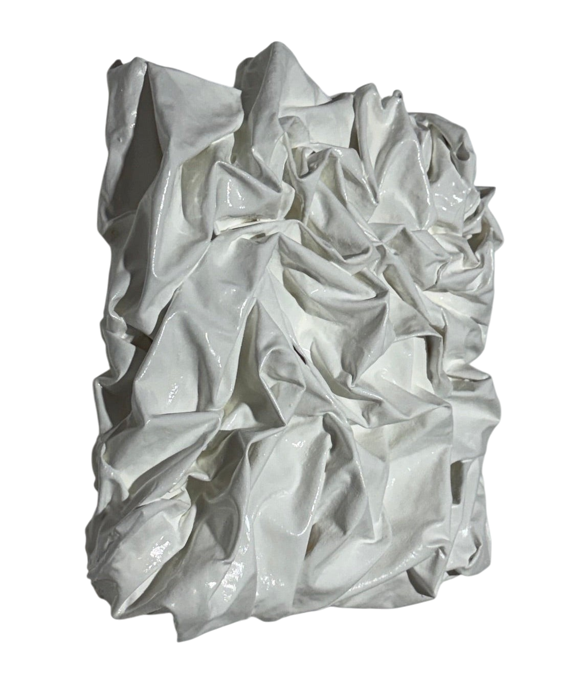 Bianco Terra PANNO No. 01 square wall art featuring hand-sculpted white corrugated textile waves in matte plaster.