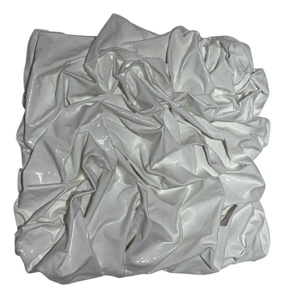 Bianco Terra PANNO No. 01 square wall art featuring hand-sculpted white corrugated textile waves in plaster and gesso.