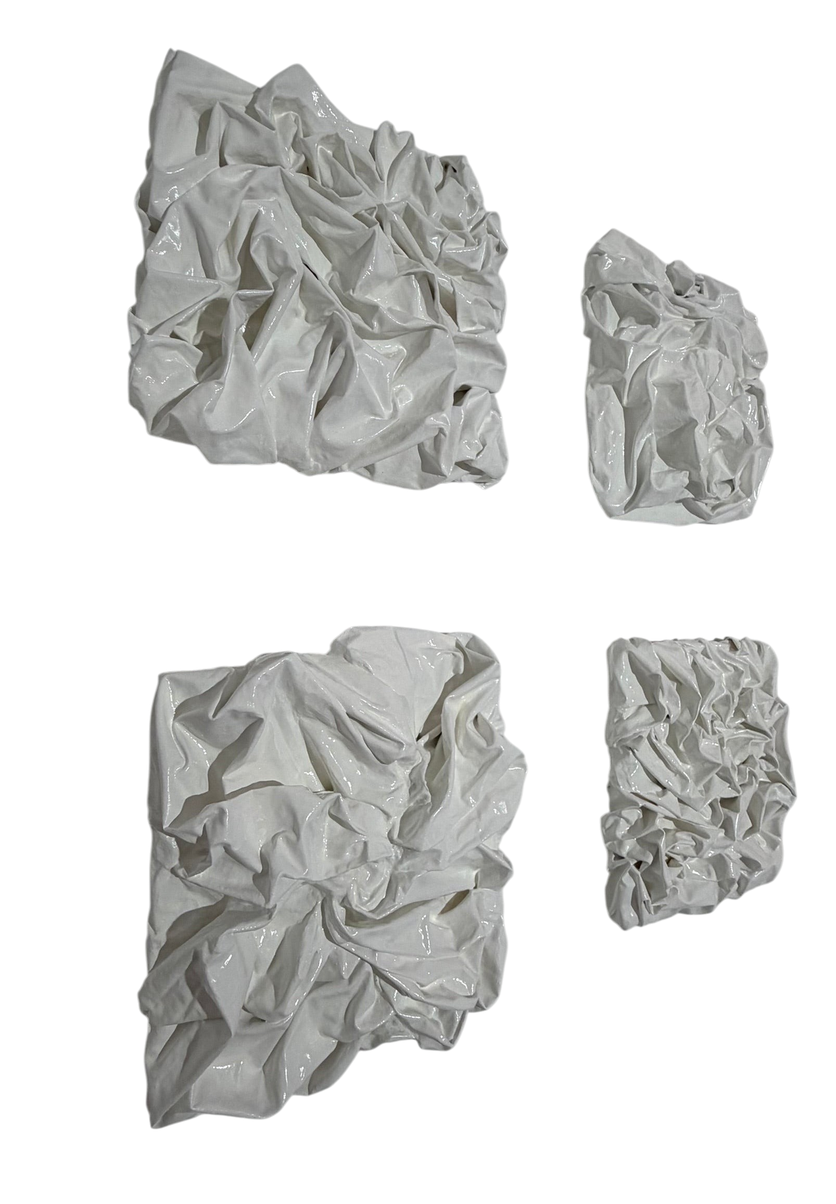 Bianco Terra PANNO No. 01 corrugated wave wall art in alabaster white with textured plaster and fabric relief design.