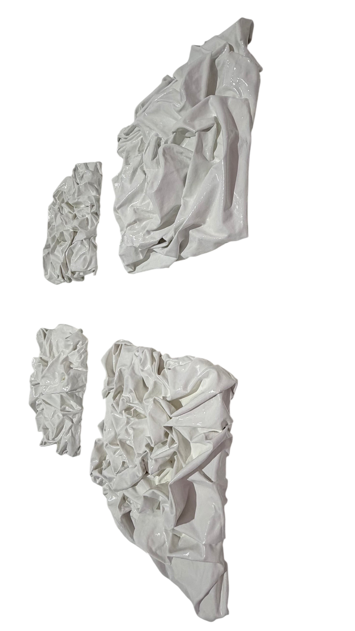 Bianco Terra PANNO No. 01 corrugated wave wall art featuring hand-sculpted white plaster textile textures.