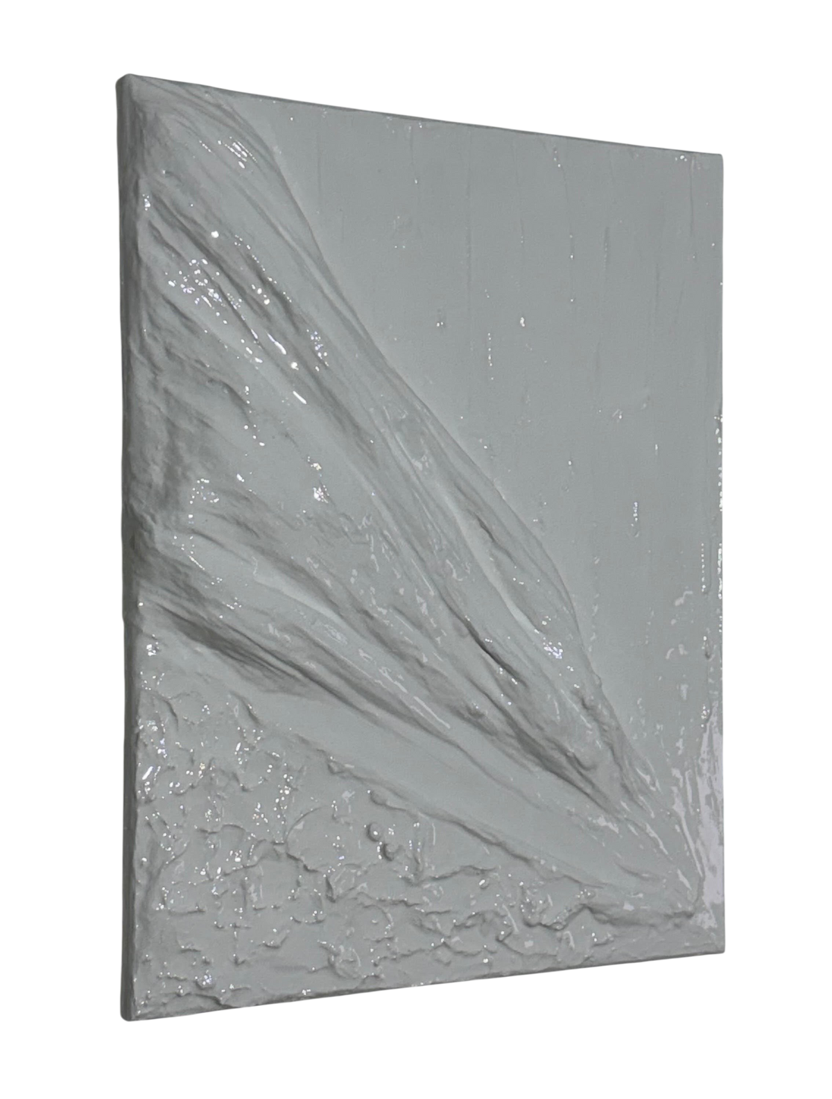Bianco Terra OCEAN SWELL 3D plaster wall art with matte chalk texture and high-gloss resin wave details in nude tones.