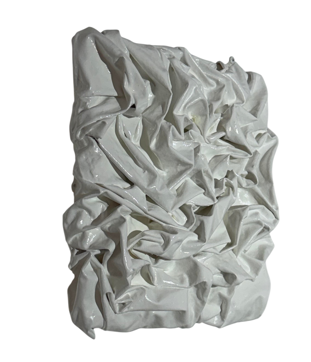 Bianco Terra PANNO No. 02 square wall art featuring hand-sculpted white corrugated textile waves in matte plaster.